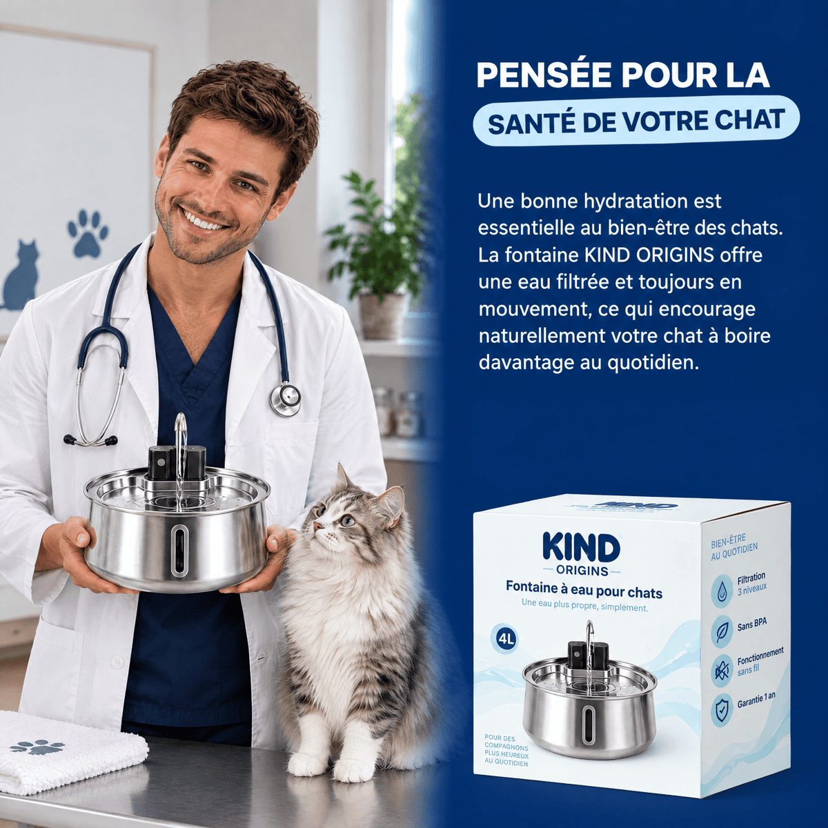 Kind Origins™ — Fontaine à eau filtrée en acier inoxydable - kind origins