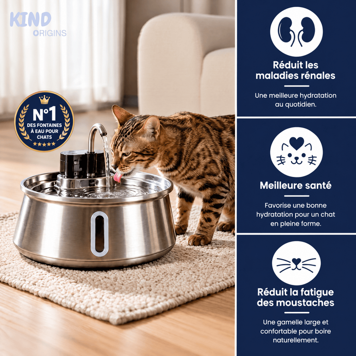 Kind Origins™ — Fontaine à eau filtrée en acier inoxydable - kind origins